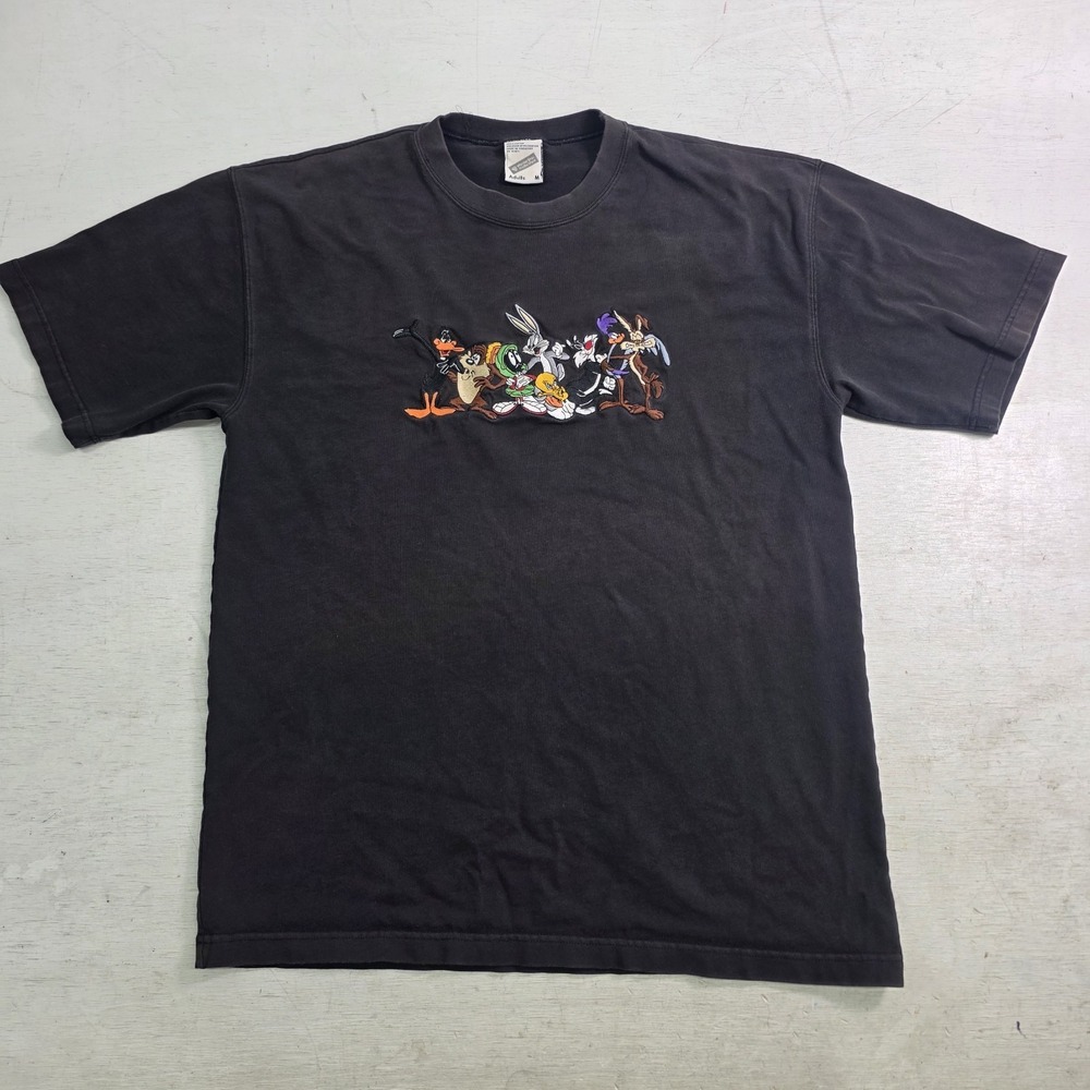 Vintage 90s Warner Bros Studio Store Looney Tunes Embroidered T-Shirt Mens M